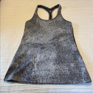 Lululemon Cool Racerback II In Luon Spray Jacquard Gray Black Tank Top Size 8